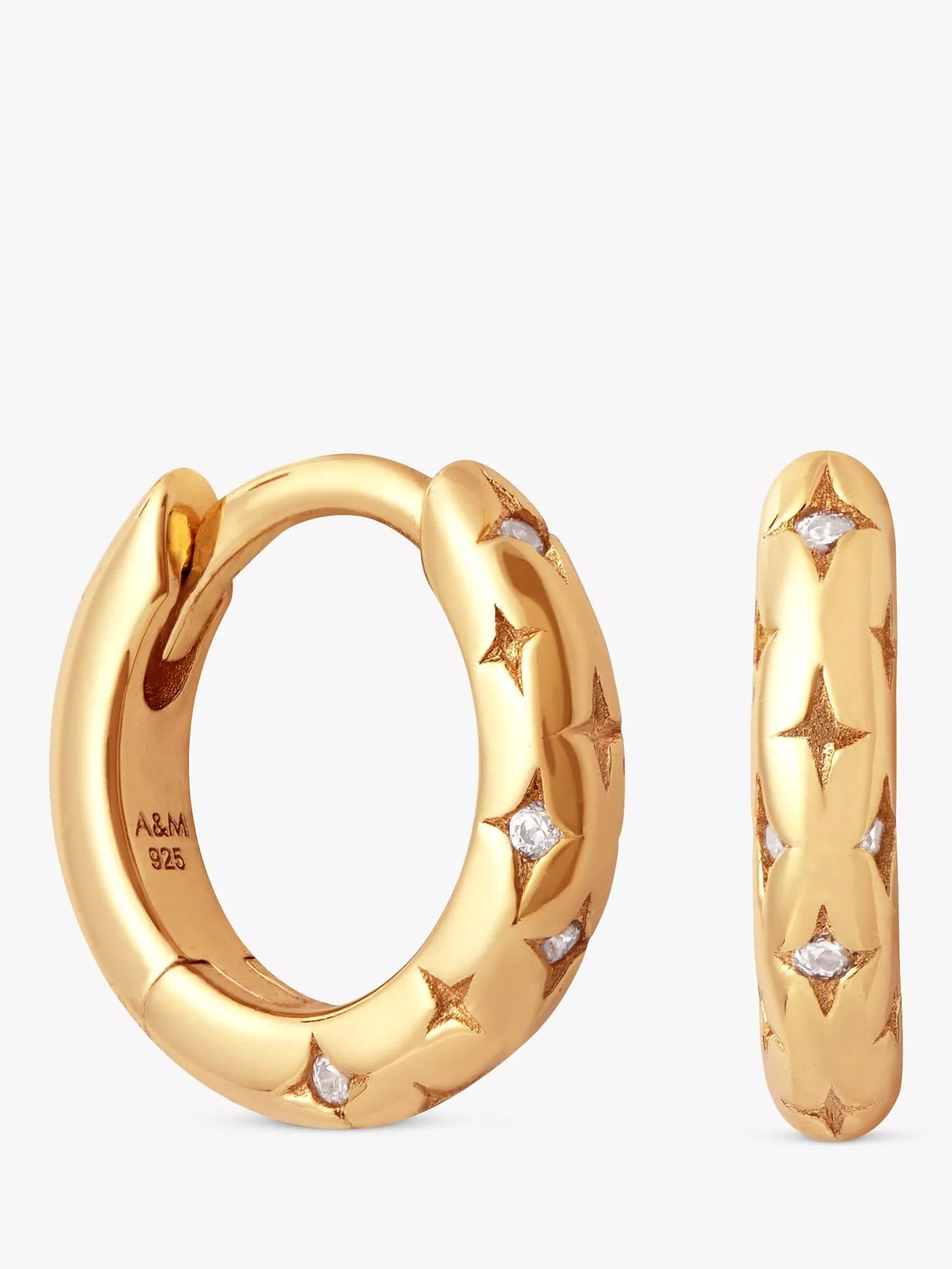 Astrid & Miyu Cosmic Star huggie earrings gold cubic zirconia, UK version