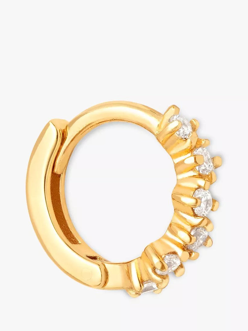 Astrid & Miyu crystal huggie hoop earring gold, imported from the UK