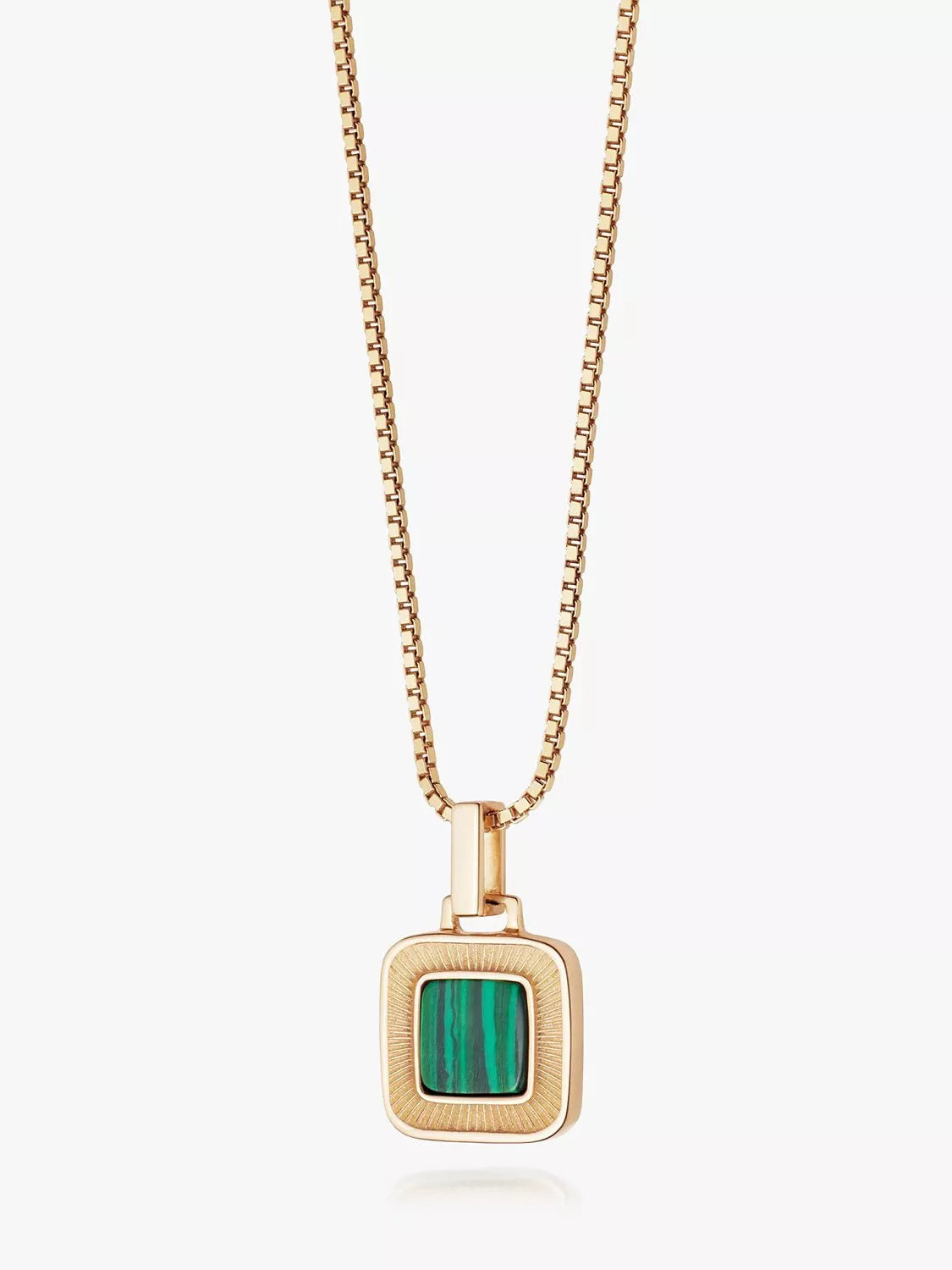 Daisy London gold malachite square pendant - British product