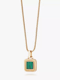 Daisy London gold malachite square pendant - British product