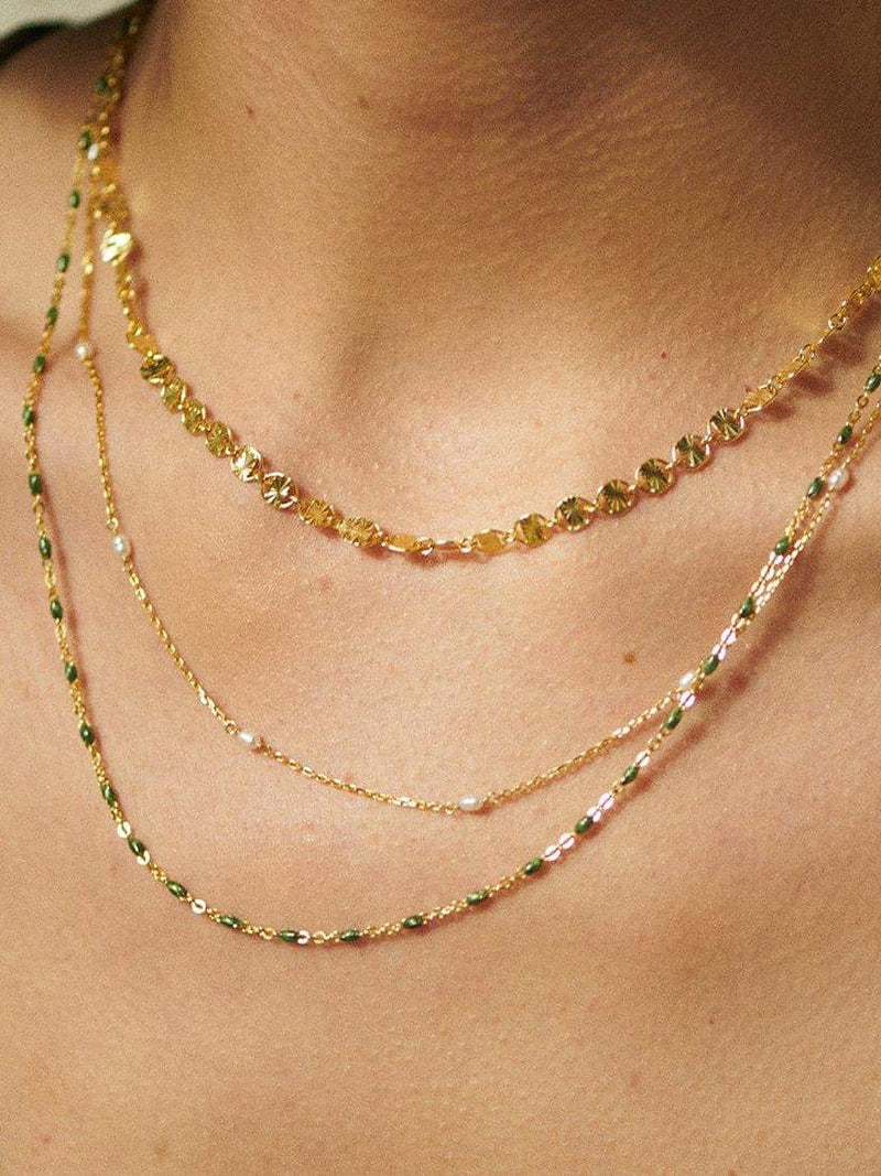 Daisy London enamel bead chain necklace gold plated (British brand)