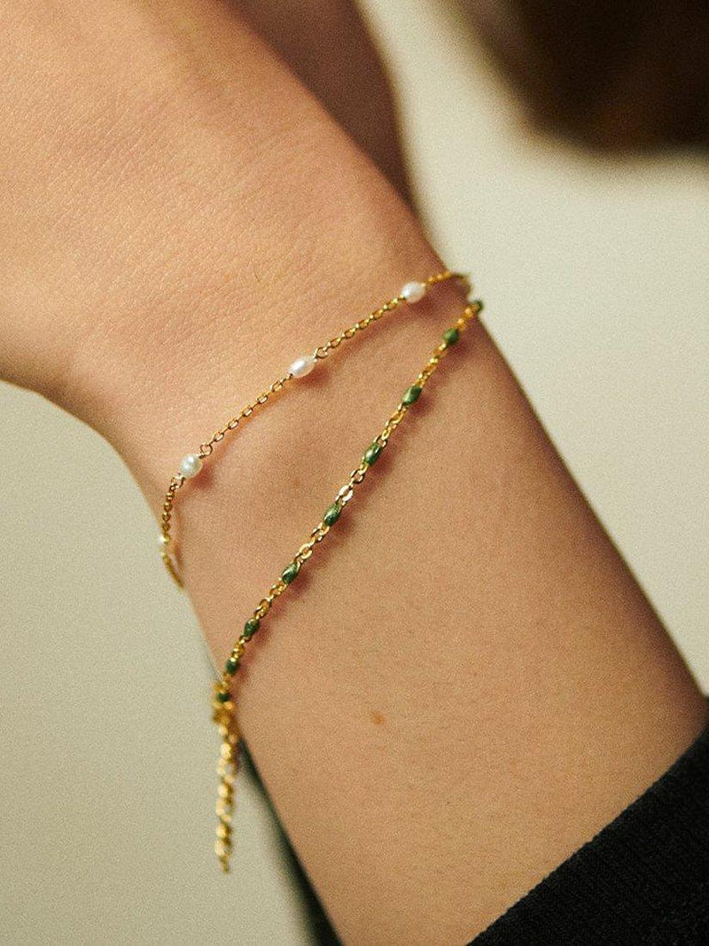 Daisy London enamel bead chain bracelet gold plated 16cm (British brand)