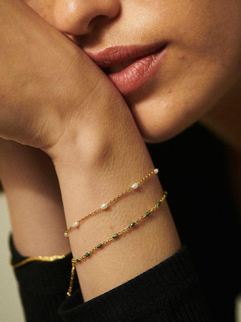 Daisy London enamel bead chain bracelet gold plated 16cm (British brand)