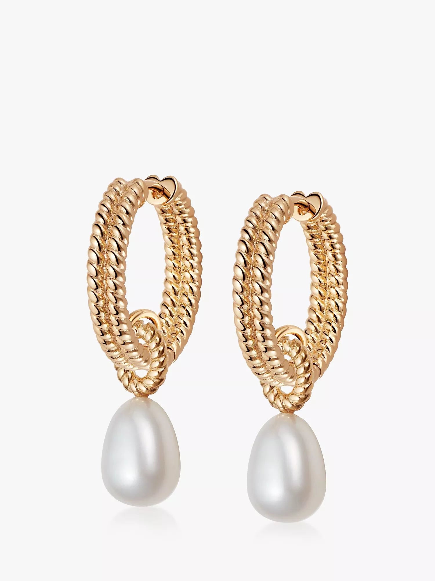 Daisy London baroque pearl hoop earrings gold plated (British brand)