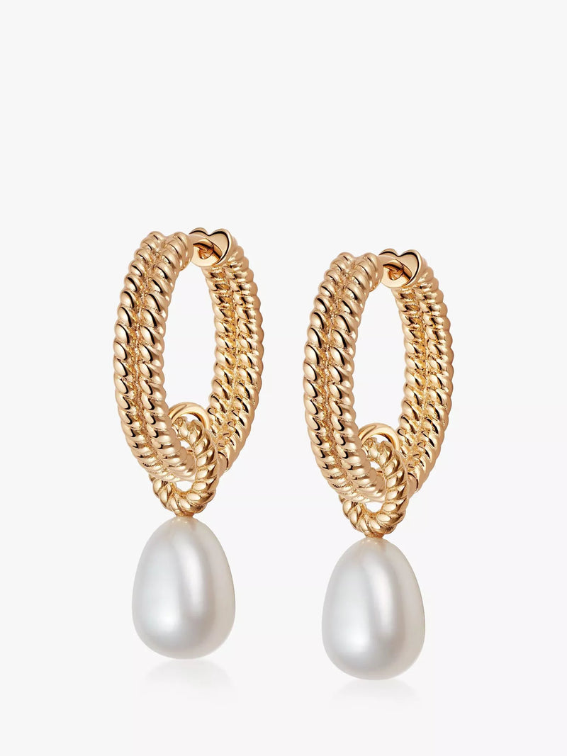 Daisy London baroque pearl hoop earrings gold plated (British brand)