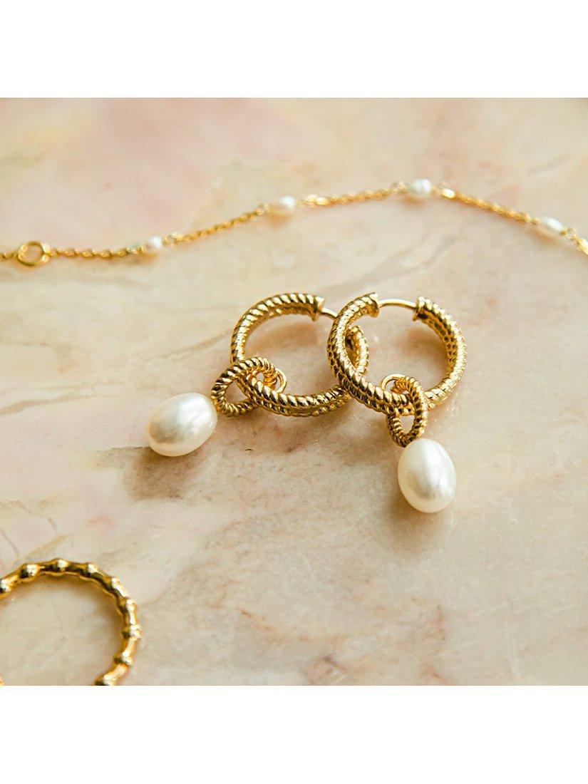 Daisy London baroque pearl hoop earrings gold plated (British brand)
