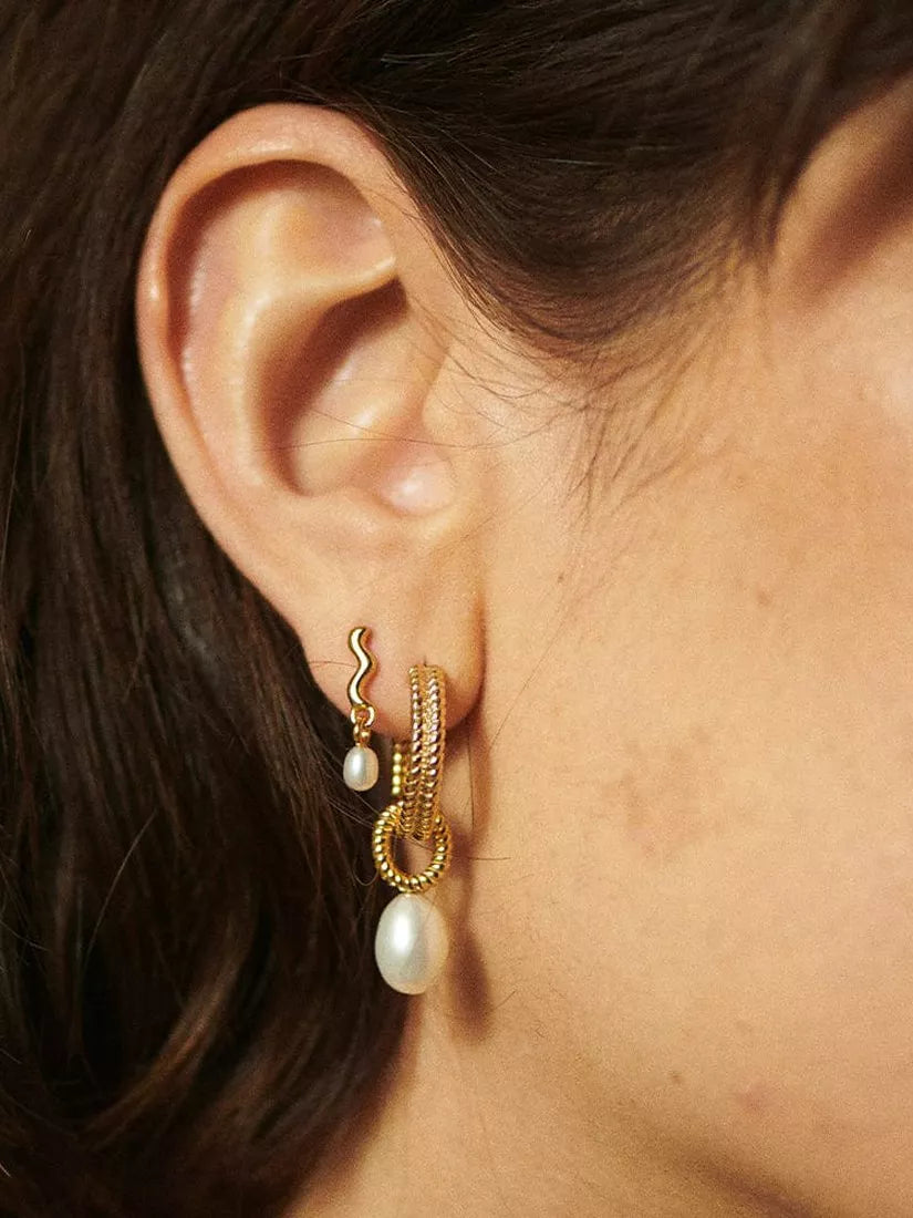 Daisy London baroque pearl hoop earrings gold plated (British brand)