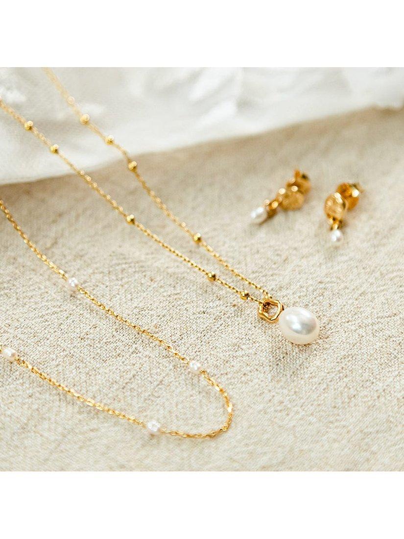 Daisy London freshwater pearl pendant necklace gold plate (British brand)