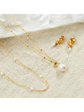 Daisy London freshwater pearl pendant necklace gold plate (British brand)