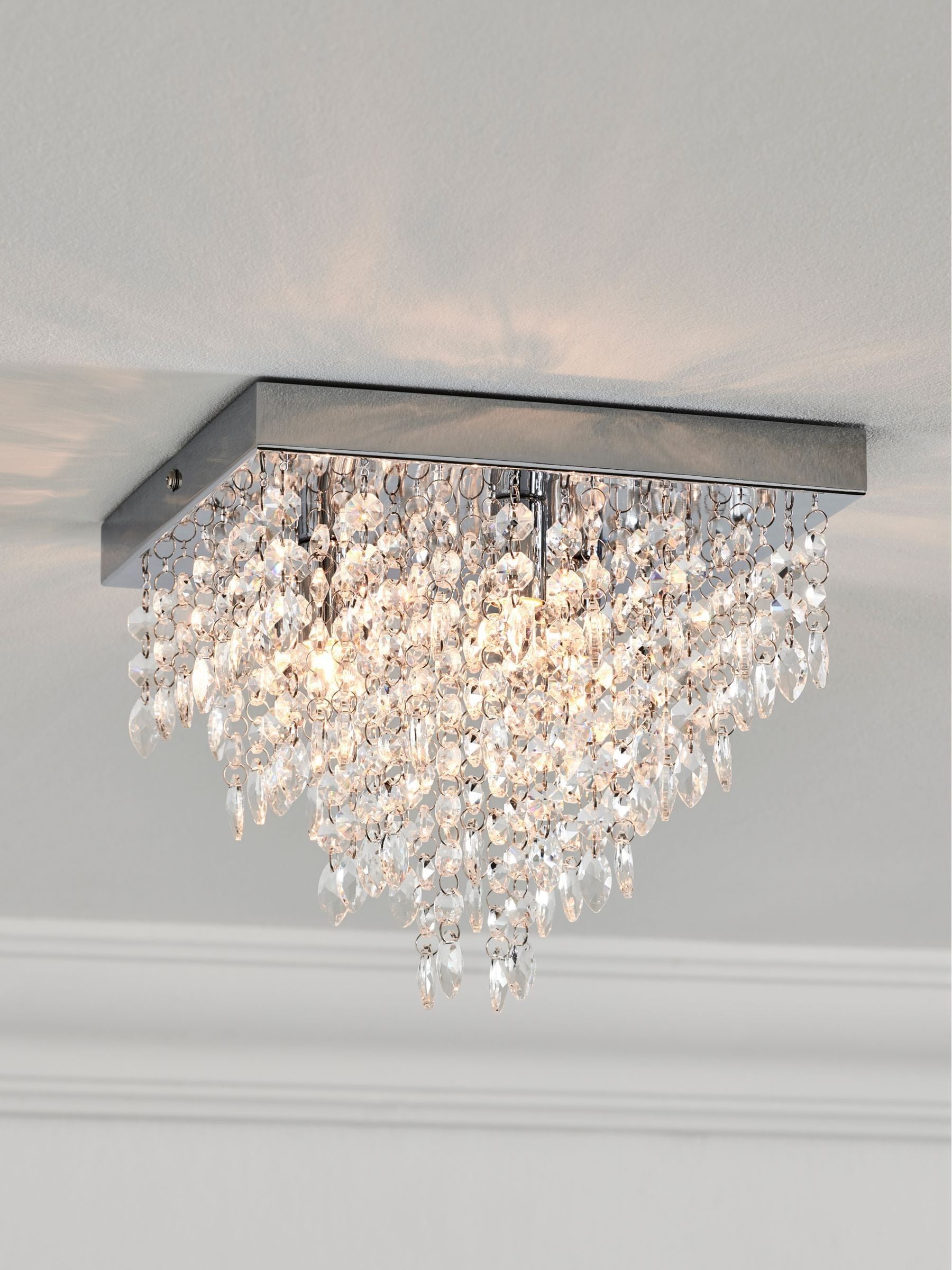 Chrome Elena 3 light flush ceiling light (British brand)