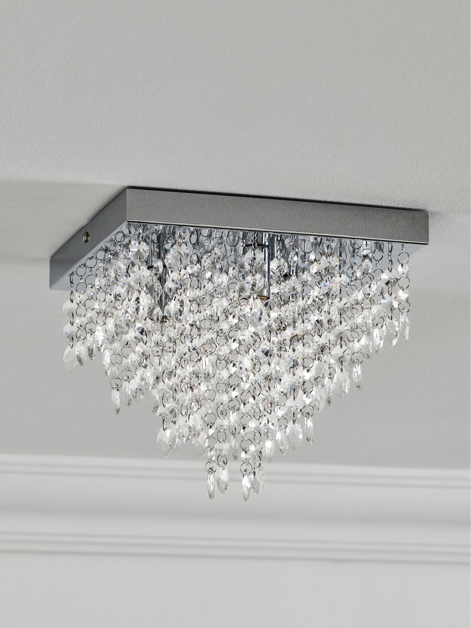 Chrome Elena 3 light flush ceiling light (British brand)