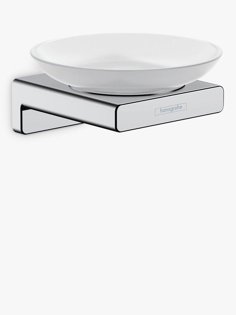 Hansgrohe wall-mounted glass soap dish with metal support, UK version