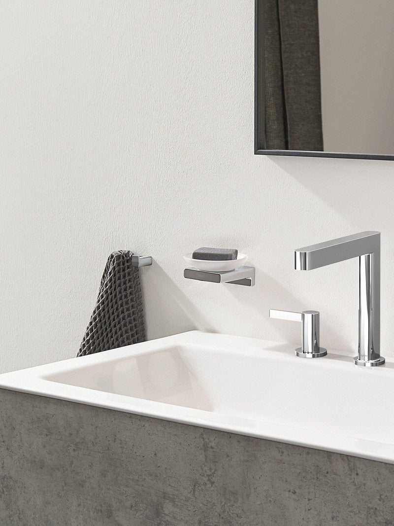 Hansgrohe wall-mounted glass soap dish with metal support, UK version