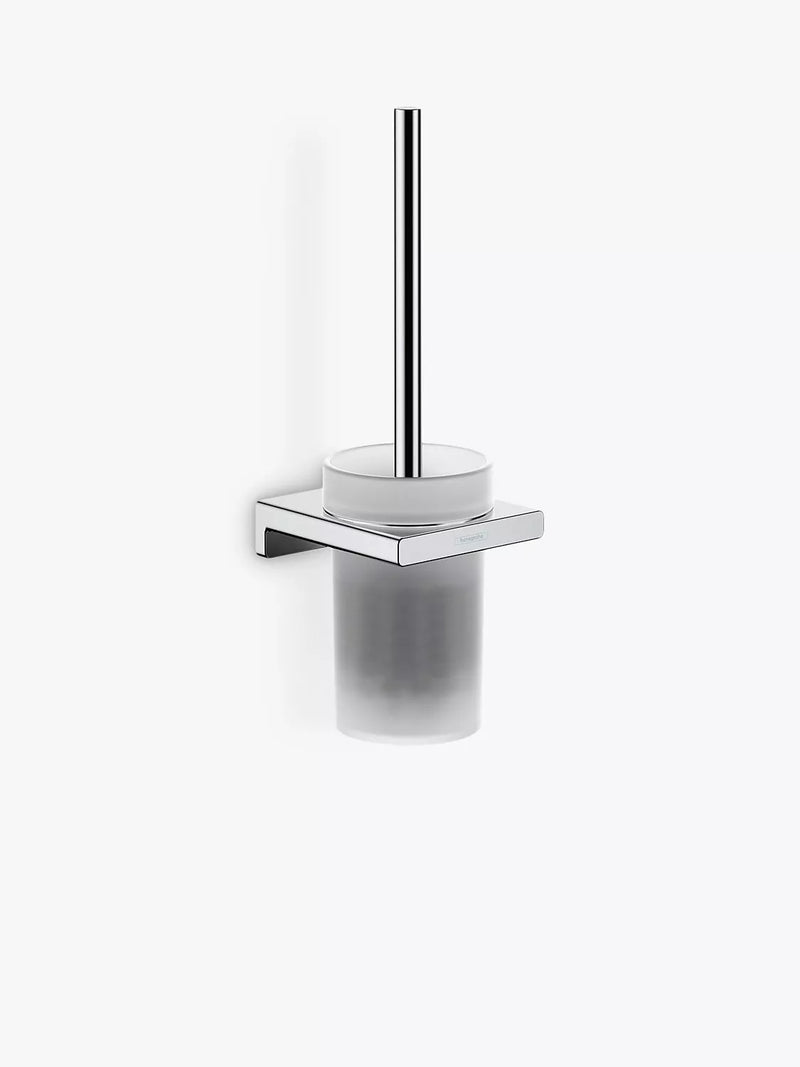 Toilet Brush Set with Glass Holder and Metal Wall Mount