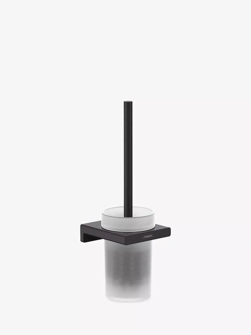 Hansgrohe toilet brush set with glass holder and metal wall mount, UK version