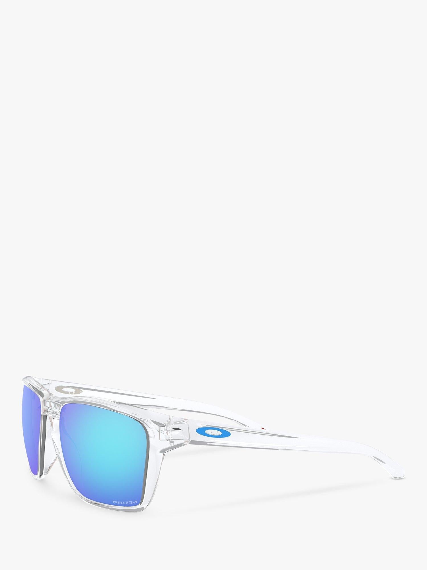 Oakley Sylas rectangular sunglasses clear frame mirrored blue (British brand)