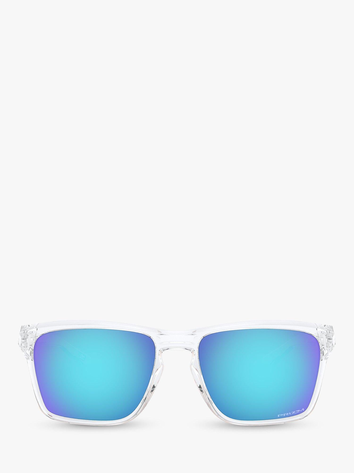 Oakley Sylas rectangular sunglasses clear frame mirrored blue (British brand)