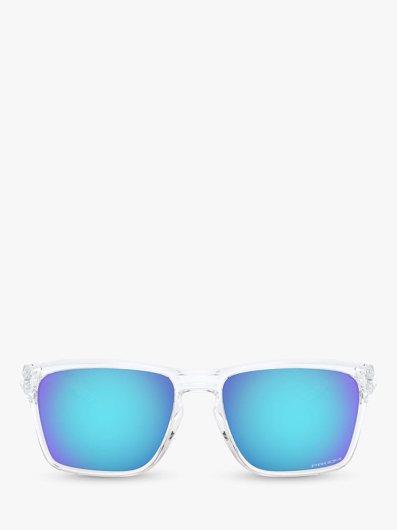 Oakley Sylas rectangular sunglasses clear frame mirrored blue (British brand)