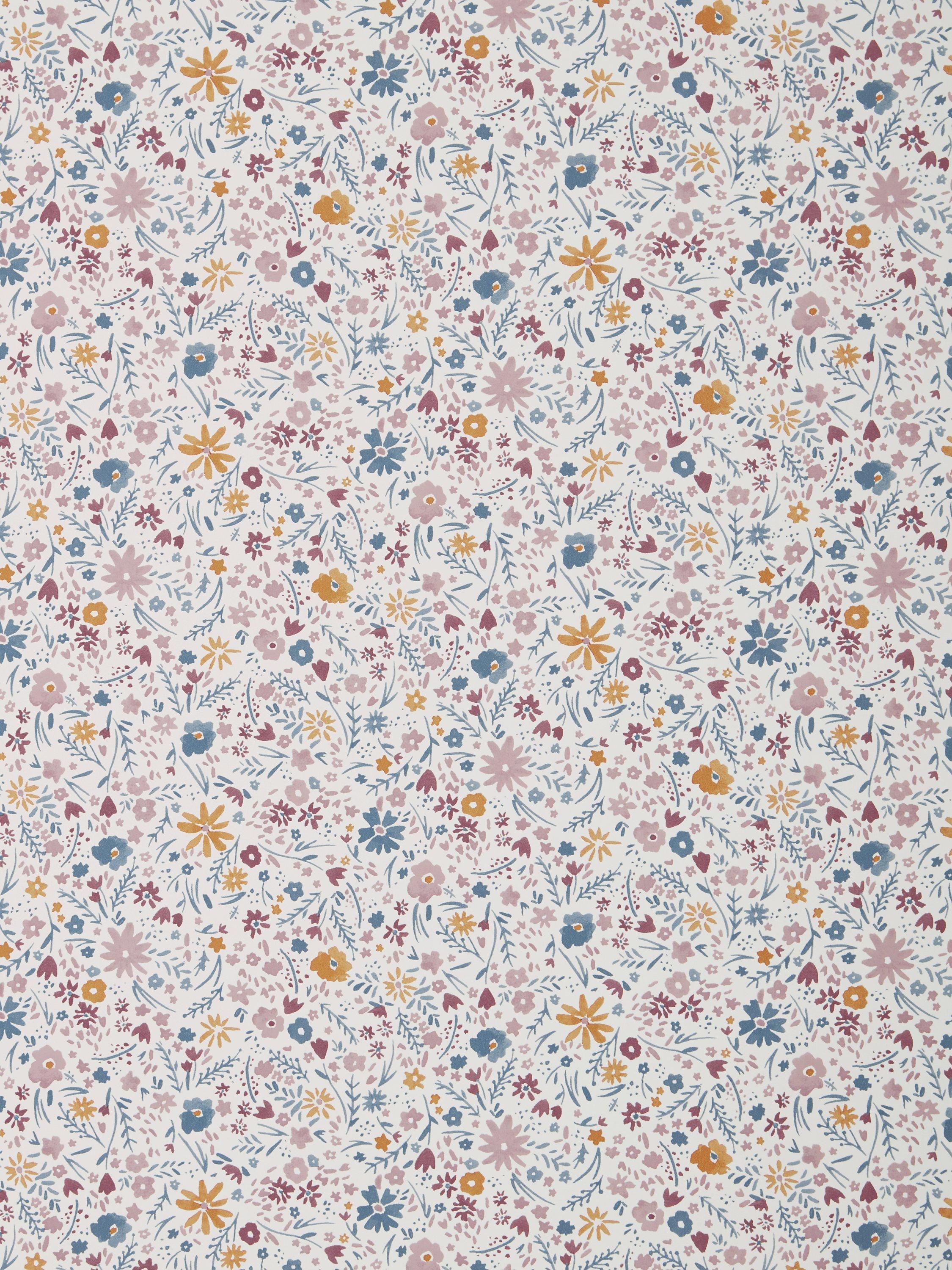 Handbemalte Blumentapete mit Prärie-Design