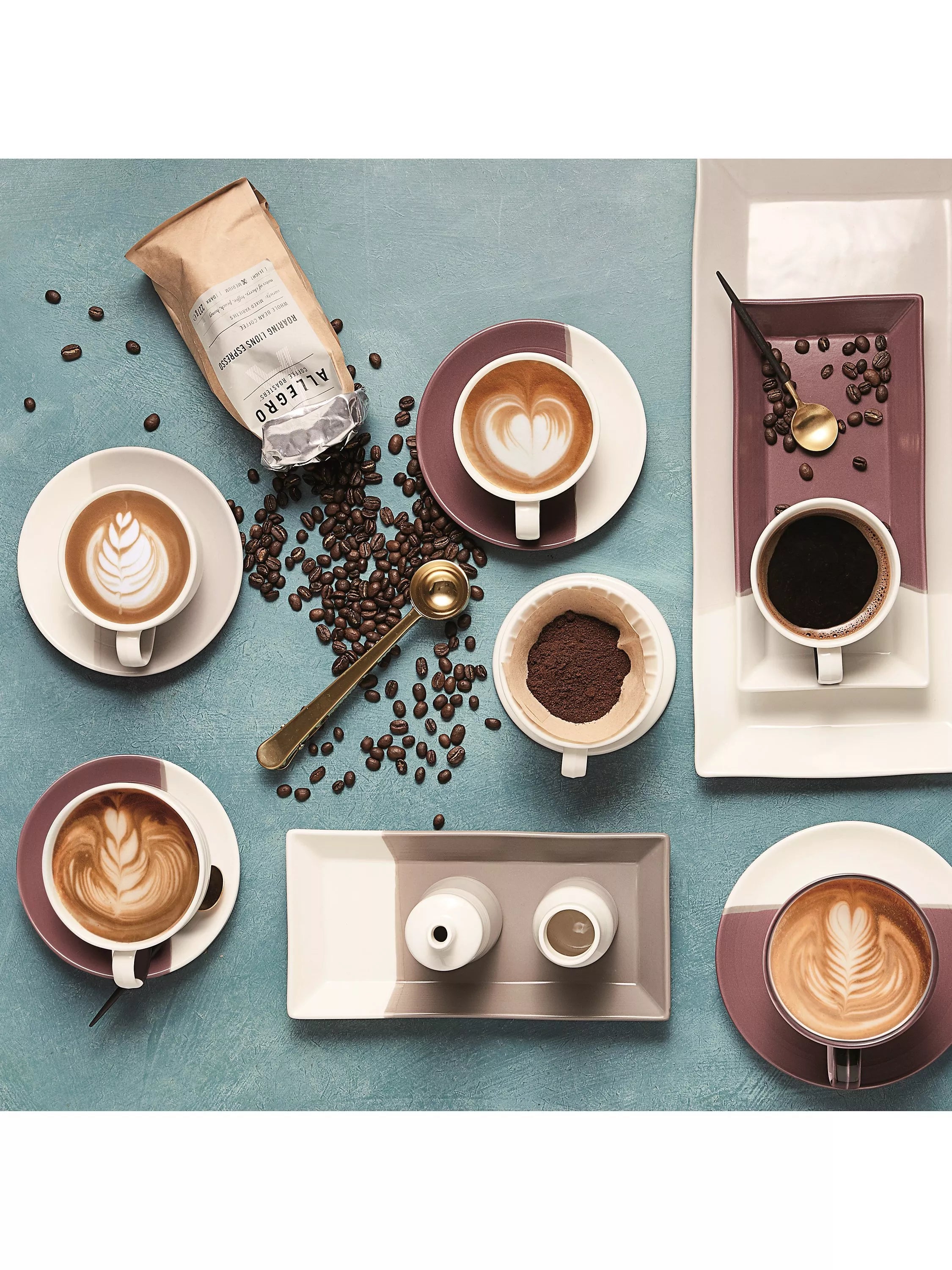 Royal Doulton cappuccino cup and saucer set assorted colours 4-piece (British brand)