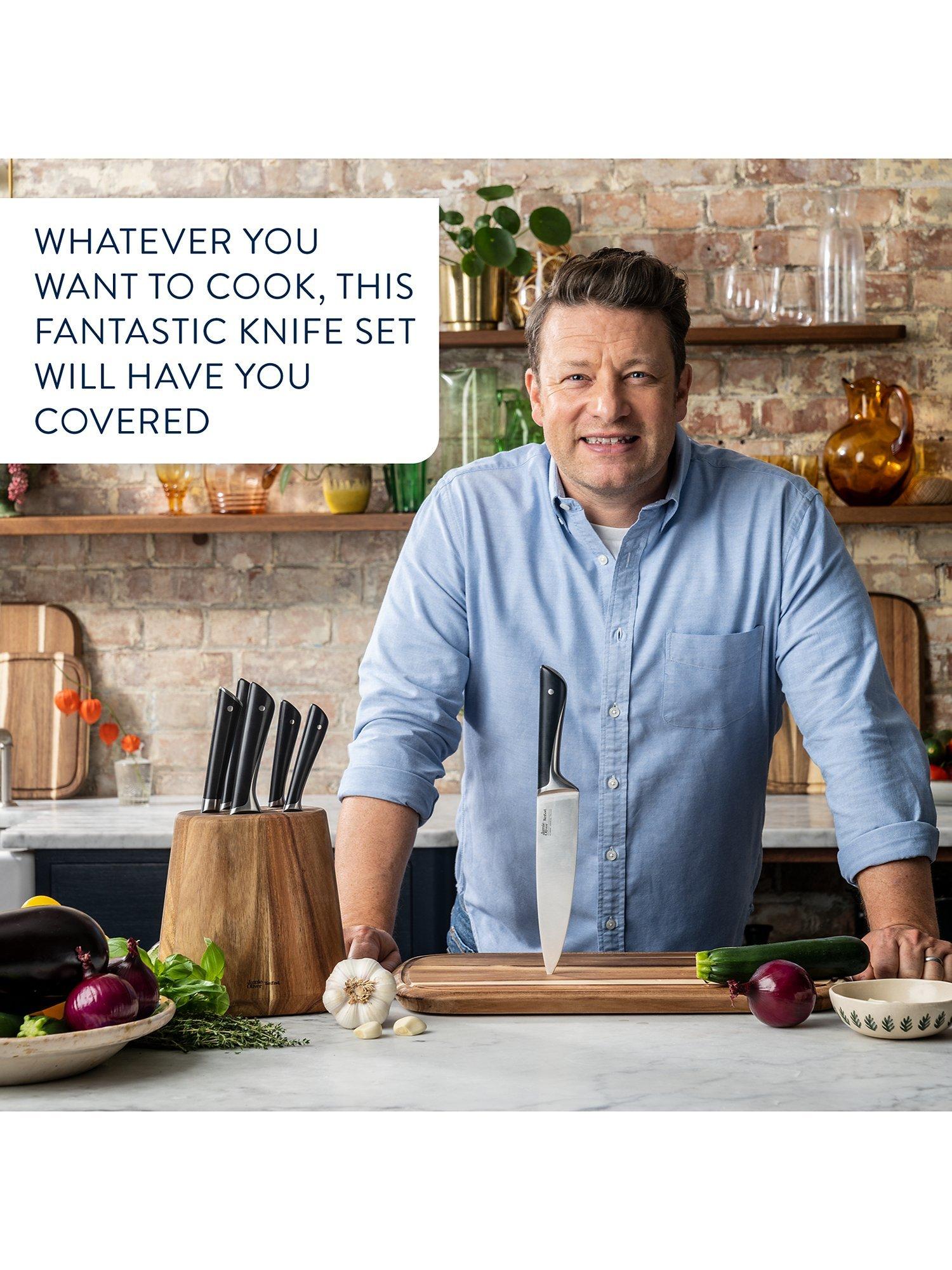 Tefal German stainless steel knife set with chef's, utility, and paring knives, 3 piece, UK version