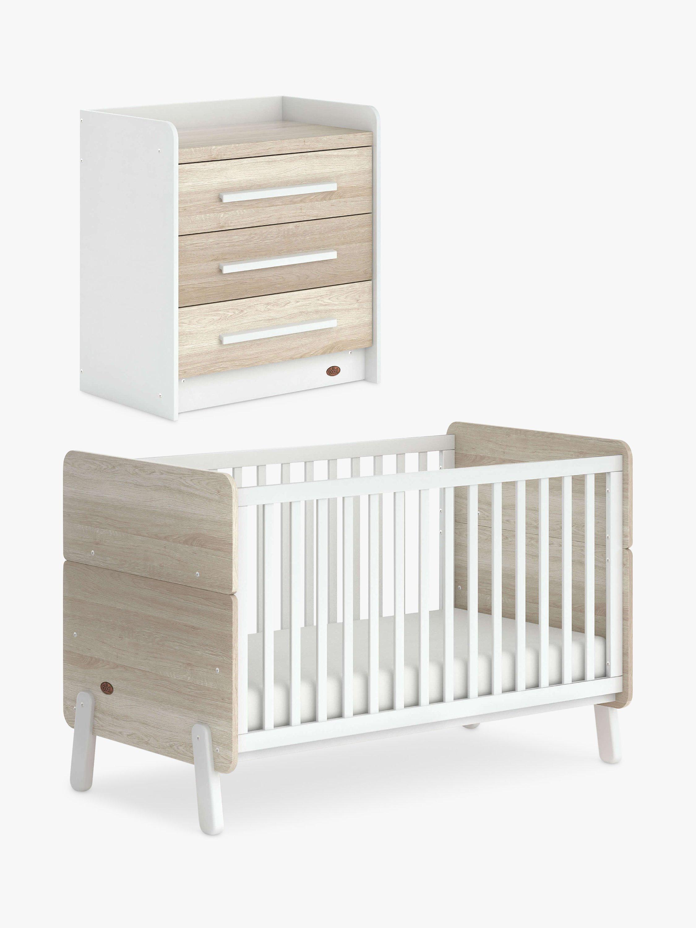Boori white and oak cot bed set with mattress and chest - British product
