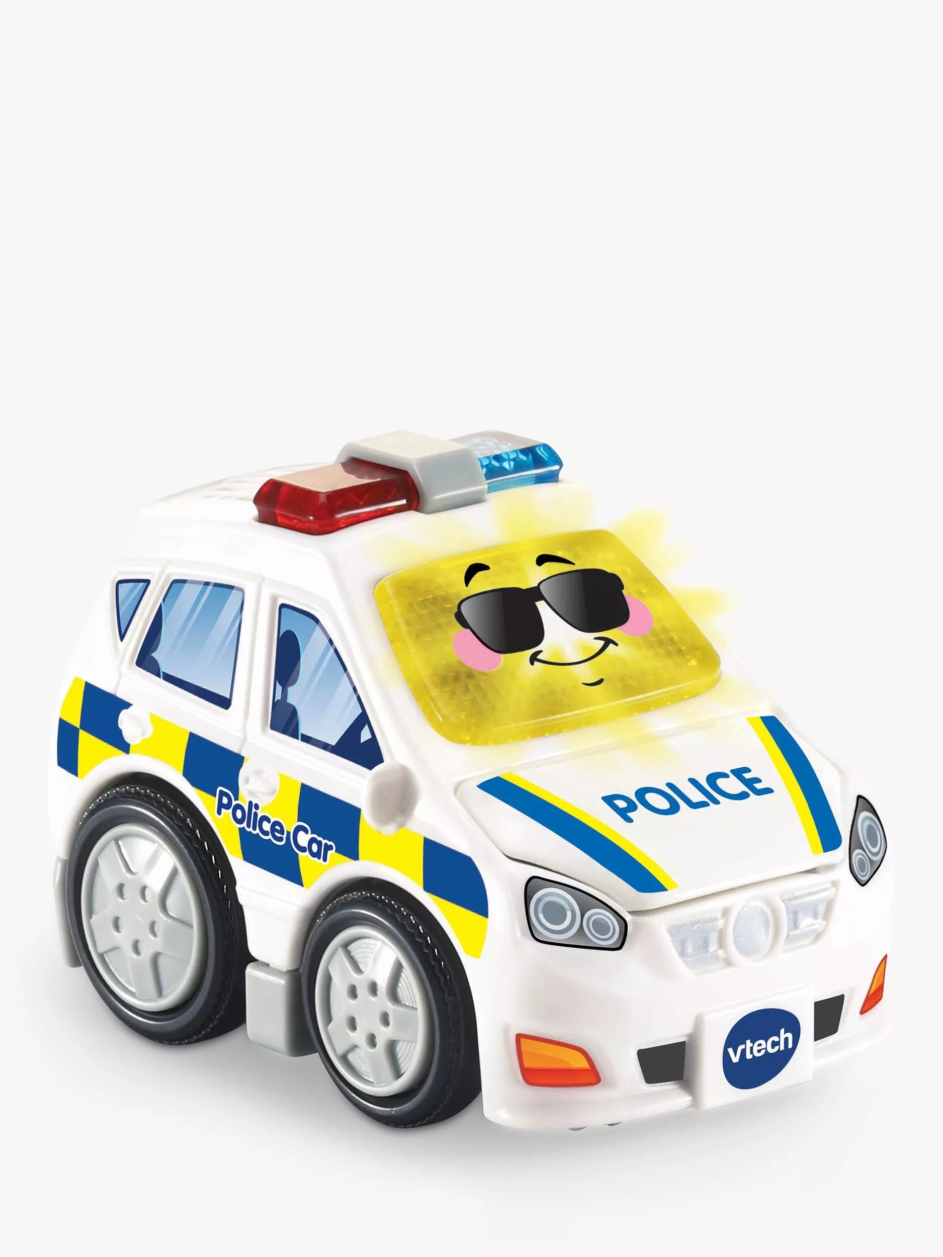 VTech police car toy with interactive light-up button and sound effects (British brand)