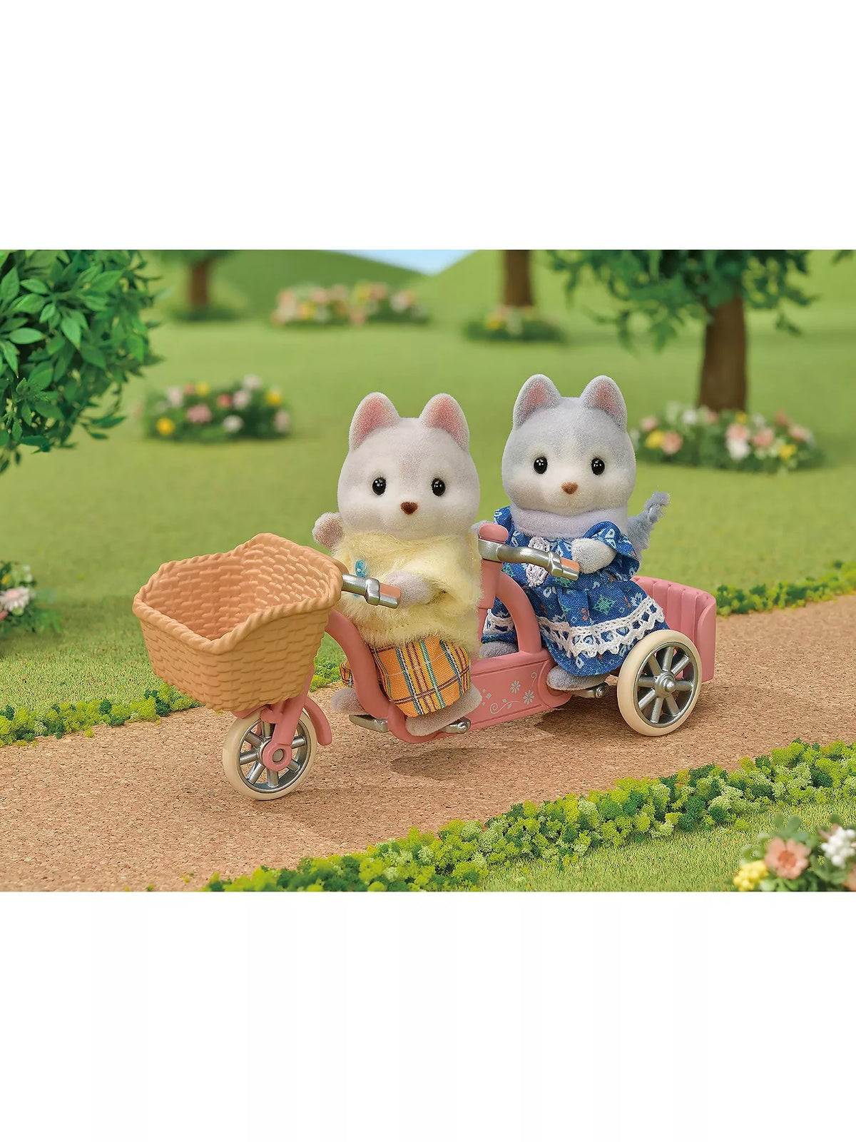 Sylvanian Families tandem cycling set husky brother and sister 6cm, imported from the UK