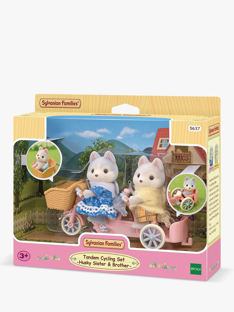 Sylvanian Families tandem cycling set husky brother and sister 6cm, imported from the UK