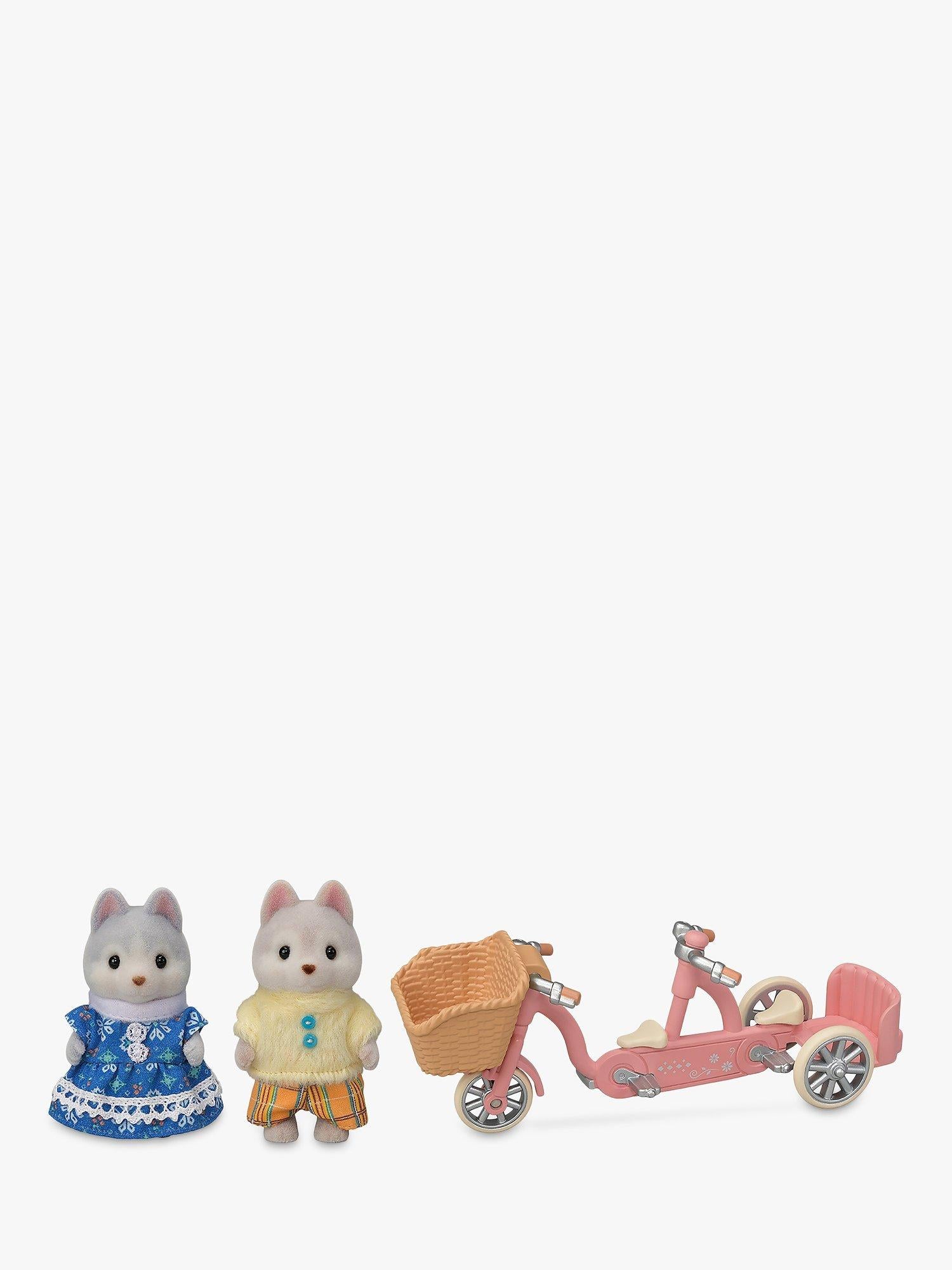 Sylvanian Families tandem cycling set husky brother and sister 6cm, imported from the UK