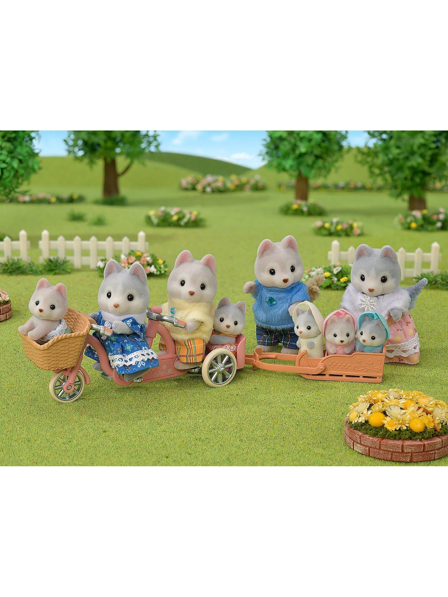 Sylvanian Families tandem cycling set husky brother and sister 6cm, imported from the UK