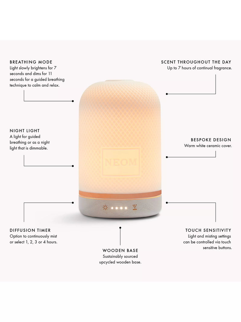 NEOM Wellbeing London Pod White Aromatherapy Diffuser, imported from the UK