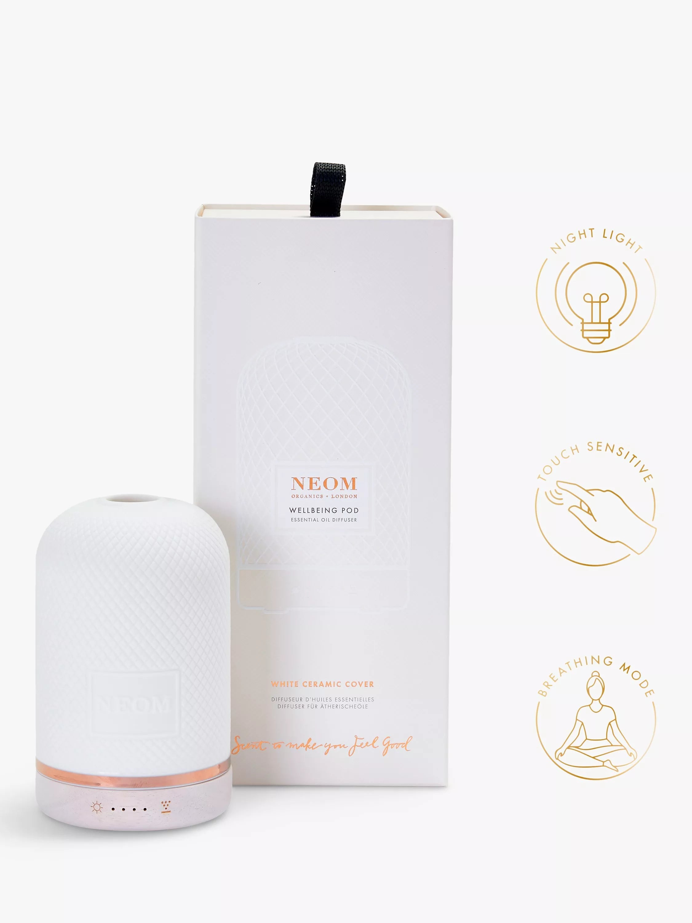 NEOM Wellbeing London Pod White Aromatherapy Diffuser, imported from the UK