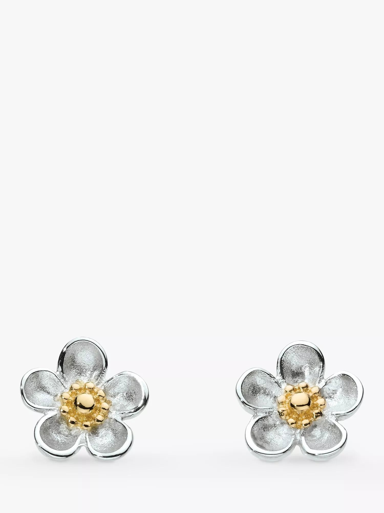 Kit Heath flower stud earrings silver and gold, UK version