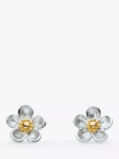 John Lewis Kit Heath Wood Rose Flower Stud Earrings, Silver/Gold- Buy online at McGrocer