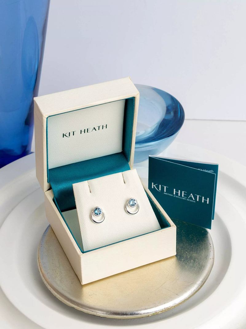 Kit Heath stud earrings silver blue topaz (British brand)
