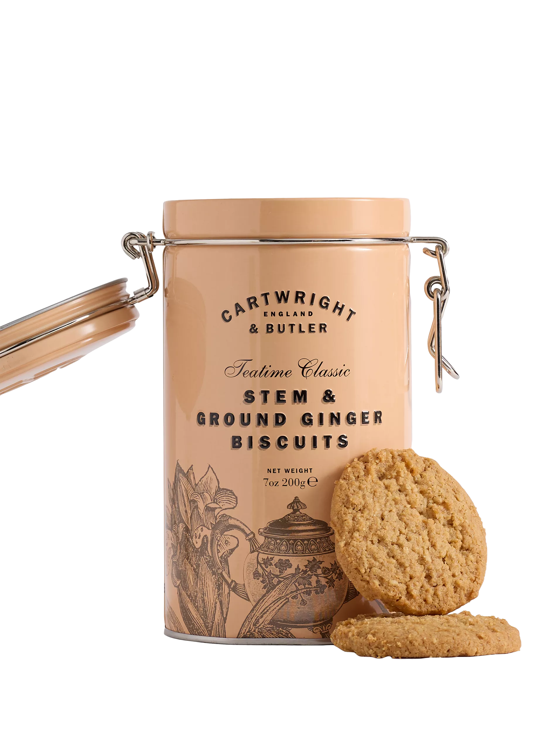Cartwright & Butler stem and ground ginger biscuits in tin, 200g - British product