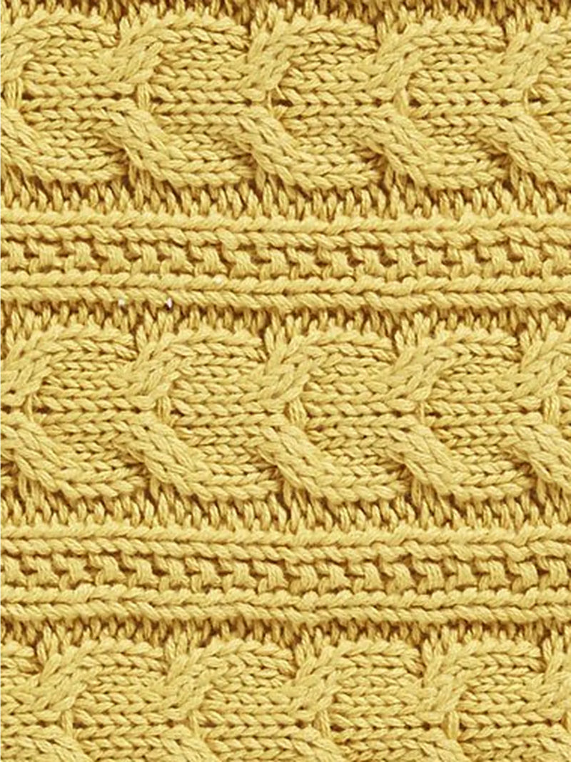 John Lewis Kids' Cable Knit Sherpa Fleece Throw, 150 x 100cm - Ochre
