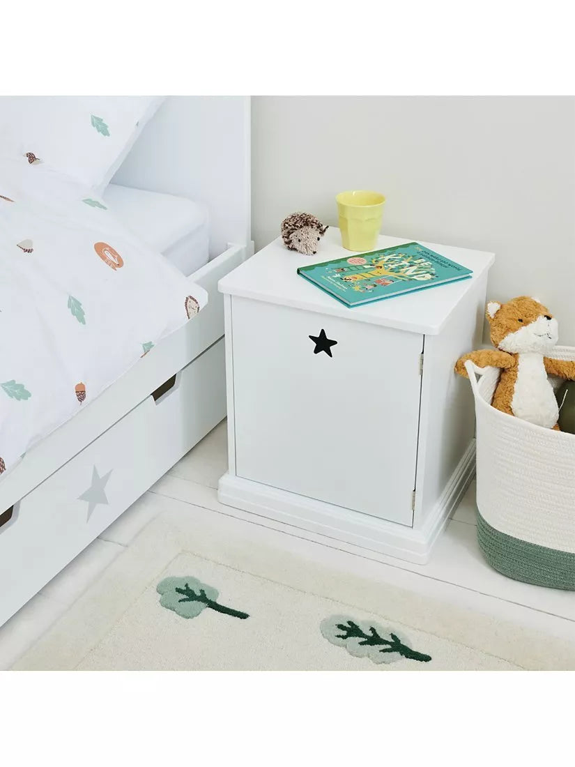 Great Little Trading Co star bright bedside table white, imported from UK