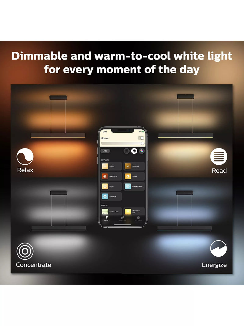Philips Hue Ensis black smart pendant light, UK version