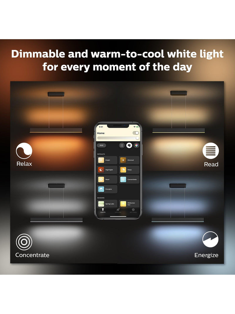 Philips Hue Ensis black smart pendant light, UK version