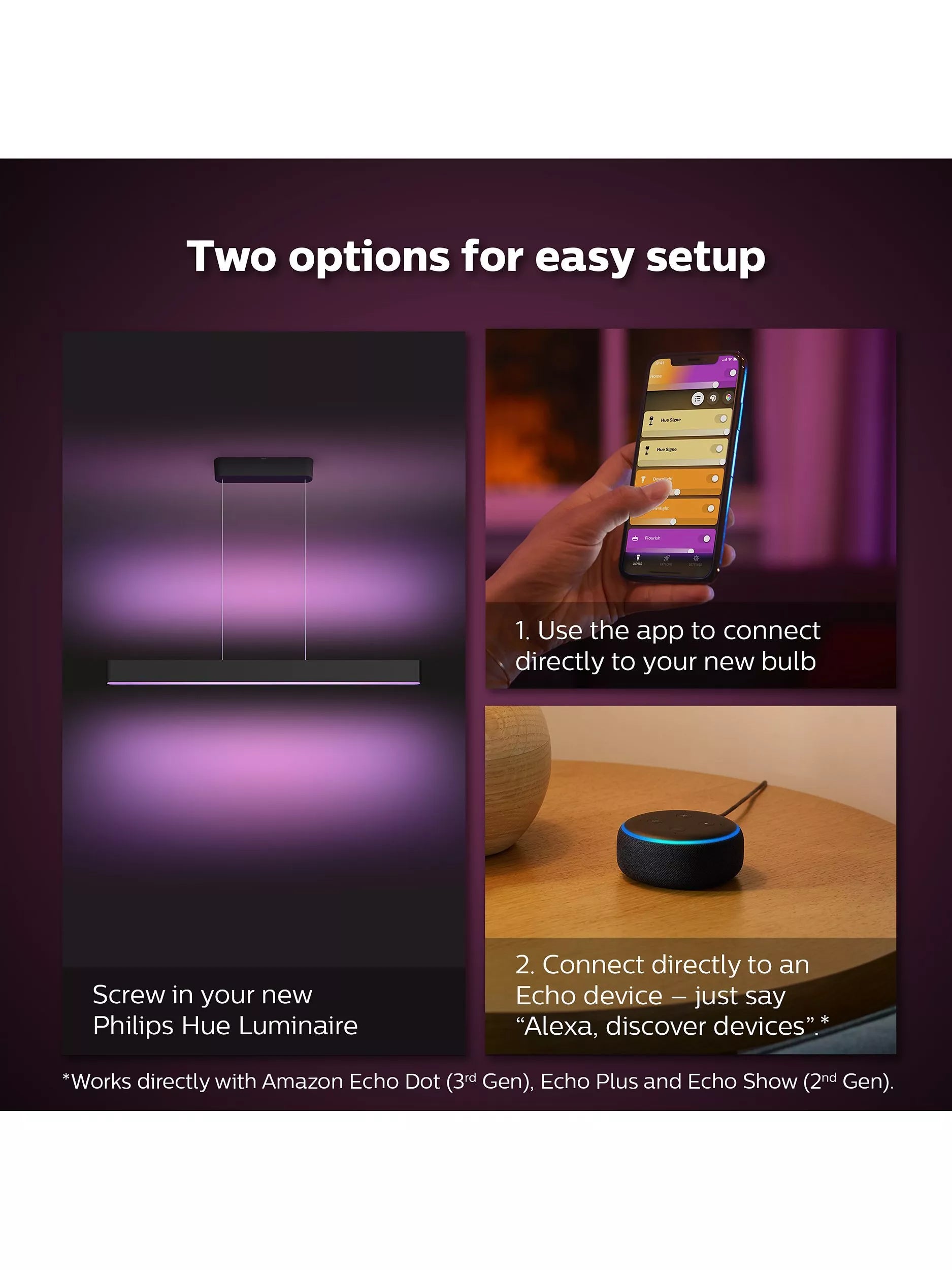 Philips Hue Ensis black smart pendant light, UK version