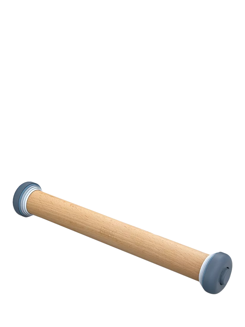 Joseph Joseph beech wood rolling pin with removable thickness rings in sky blue, UK version