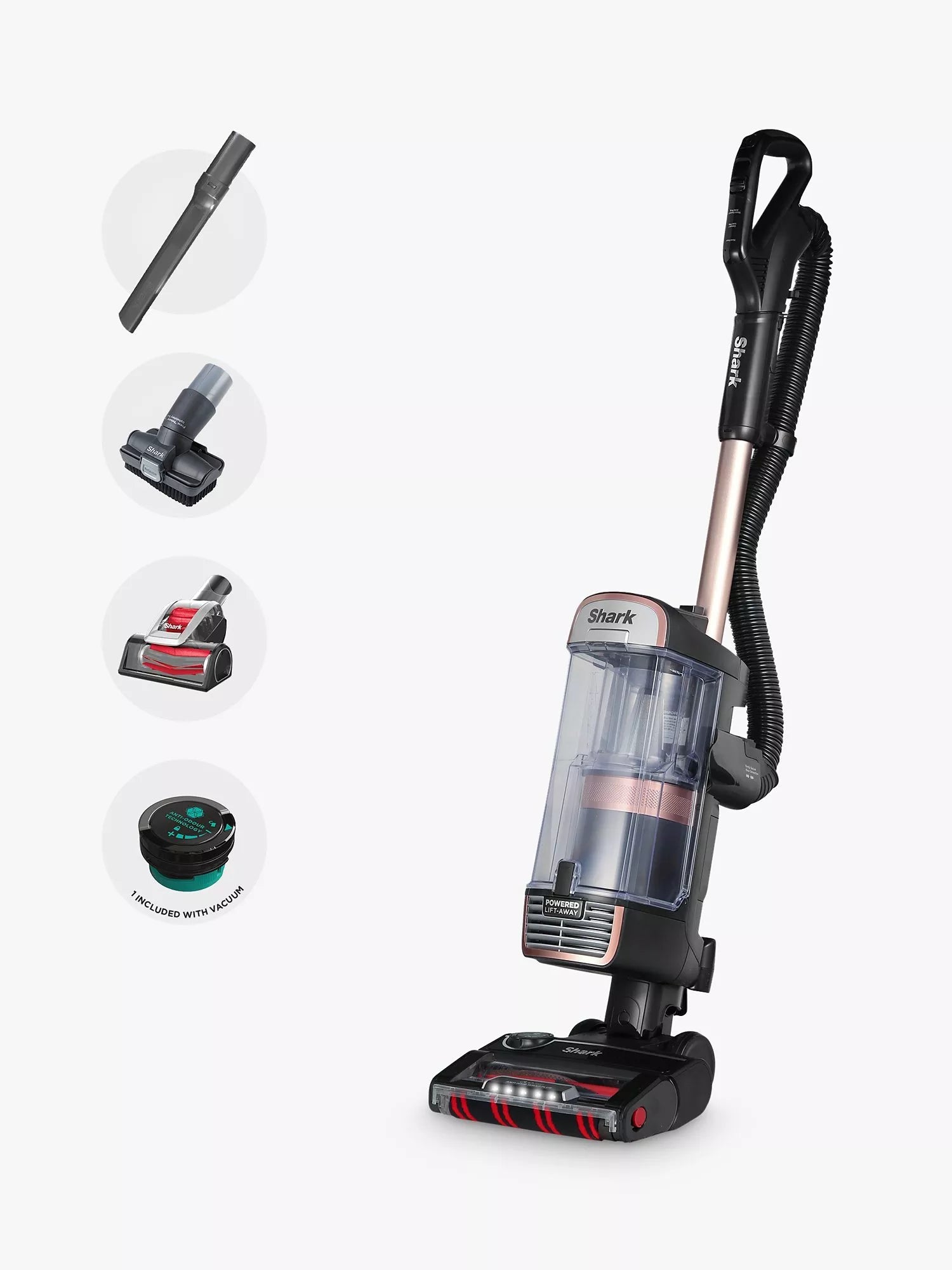 Shark Stratos NZ860UKT Pet Pro Model Upright Vacuum Cleaner with Anti Hair Wrap Plus & Anti-Odour Technology, Rose Gold - McGrocer
