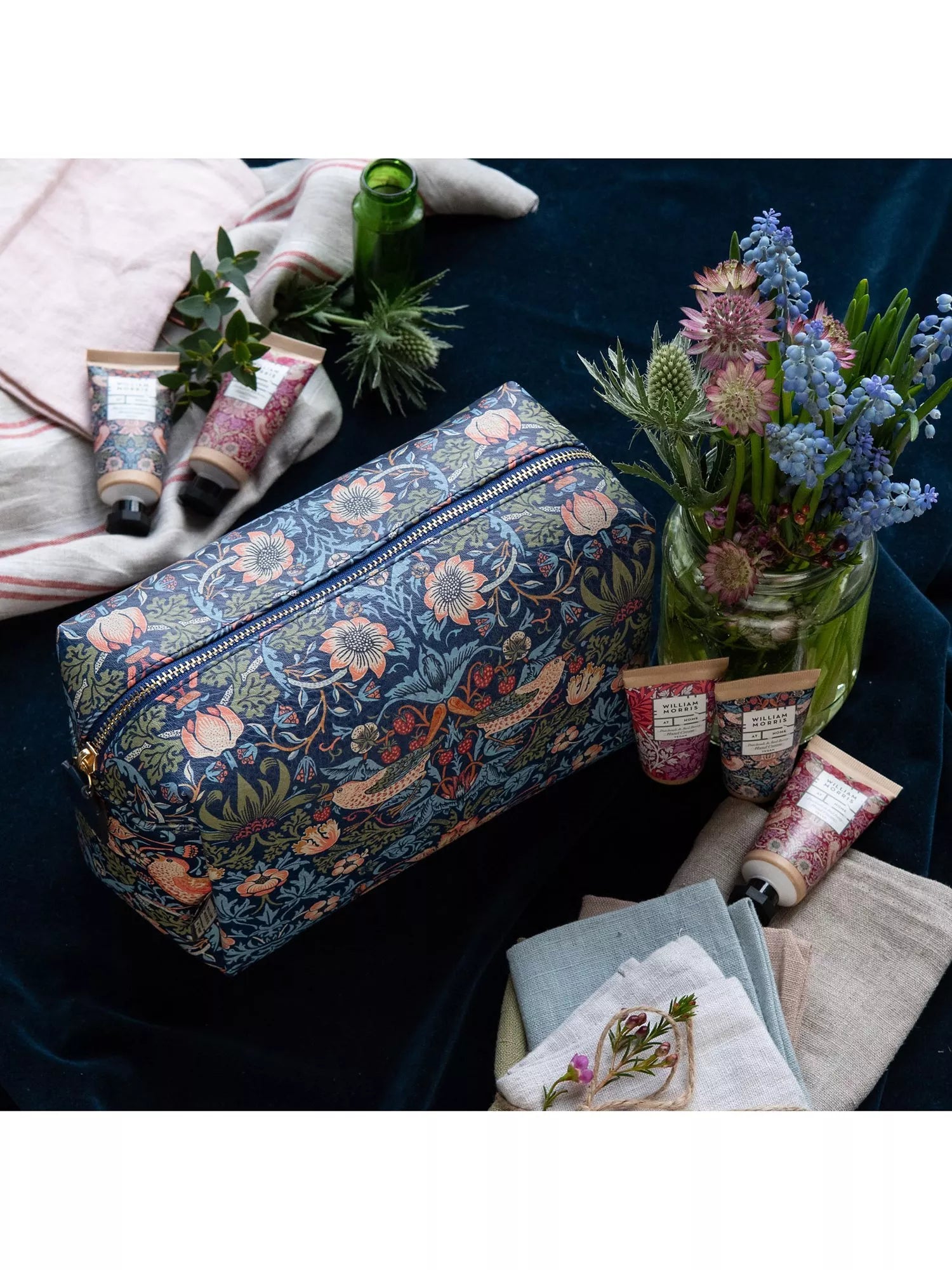 William Morris at Home Strawberry Thief large wash bag (British brand)
