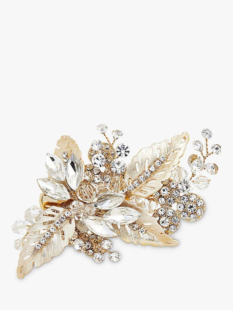 Jon Richard gold-plated crystal leaf hair slide, UK version