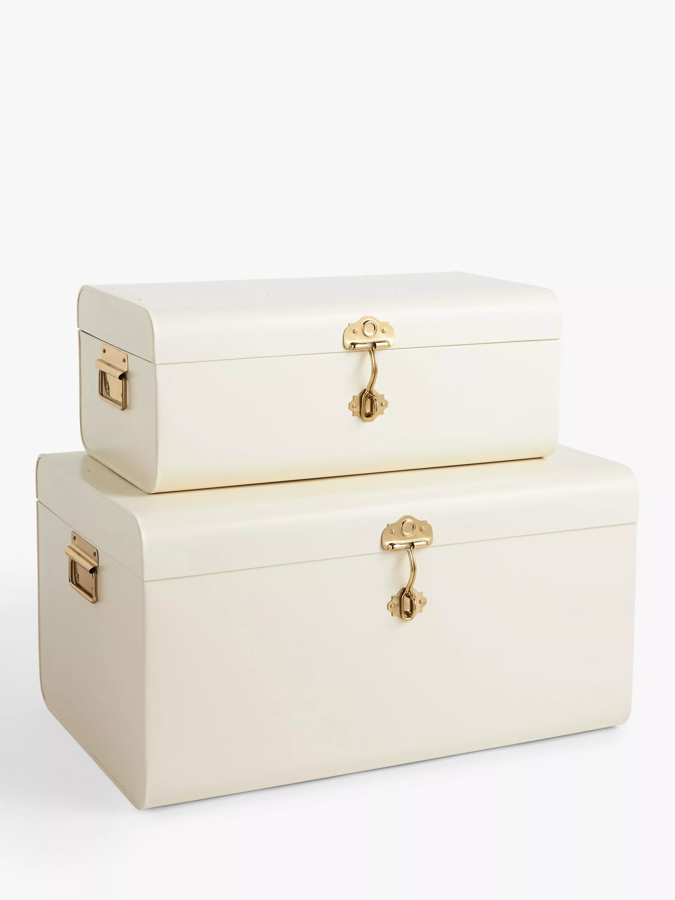 John Lewis metal storage trunk ecru set of 2, imported from the UK