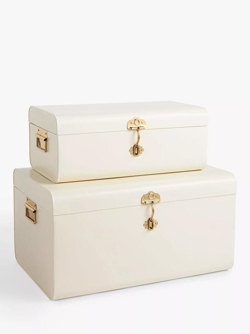 John Lewis metal storage trunk ecru set of 2, imported from the UK