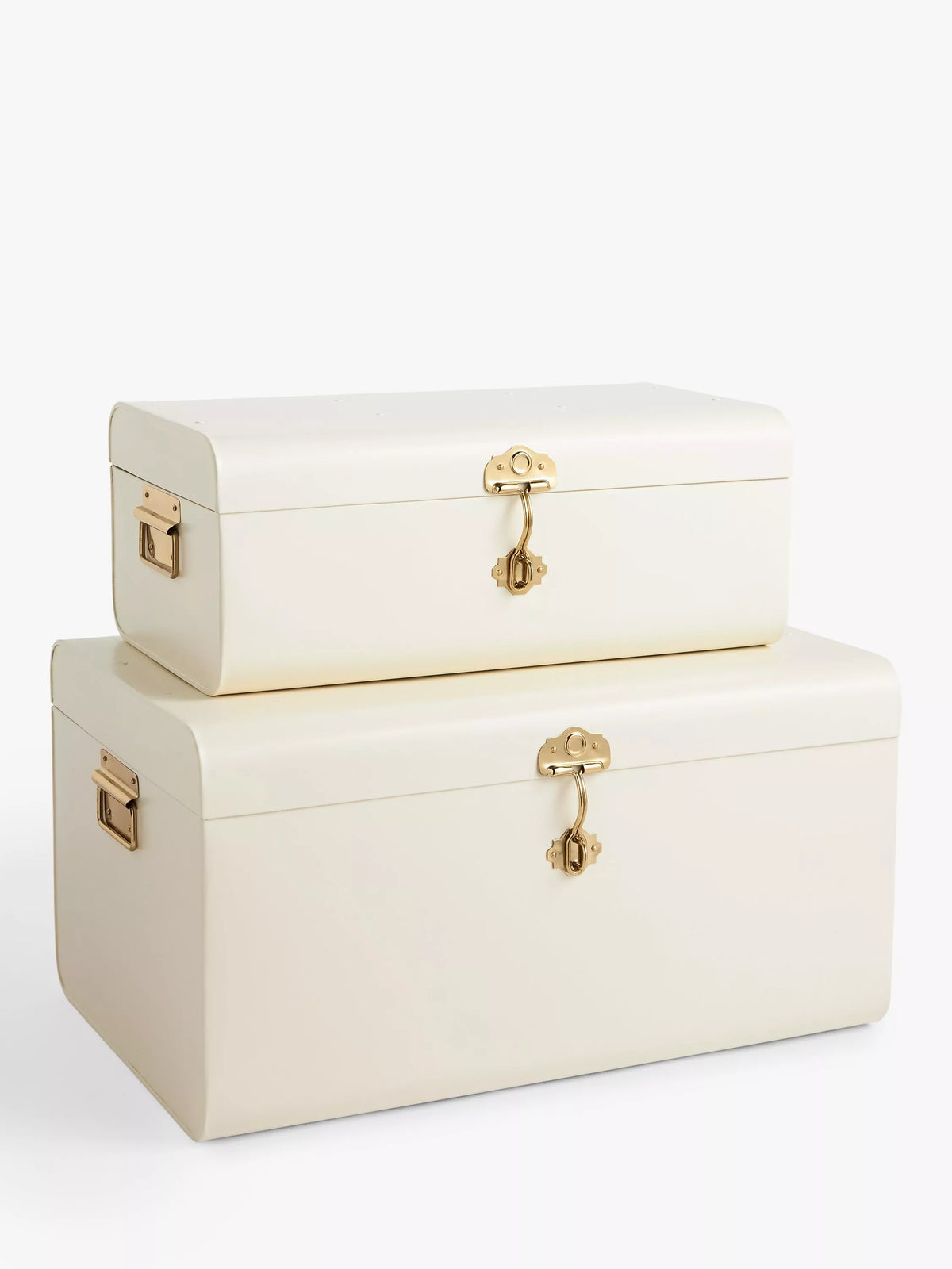 John Lewis metal storage trunk ecru set of 2, imported from the UK