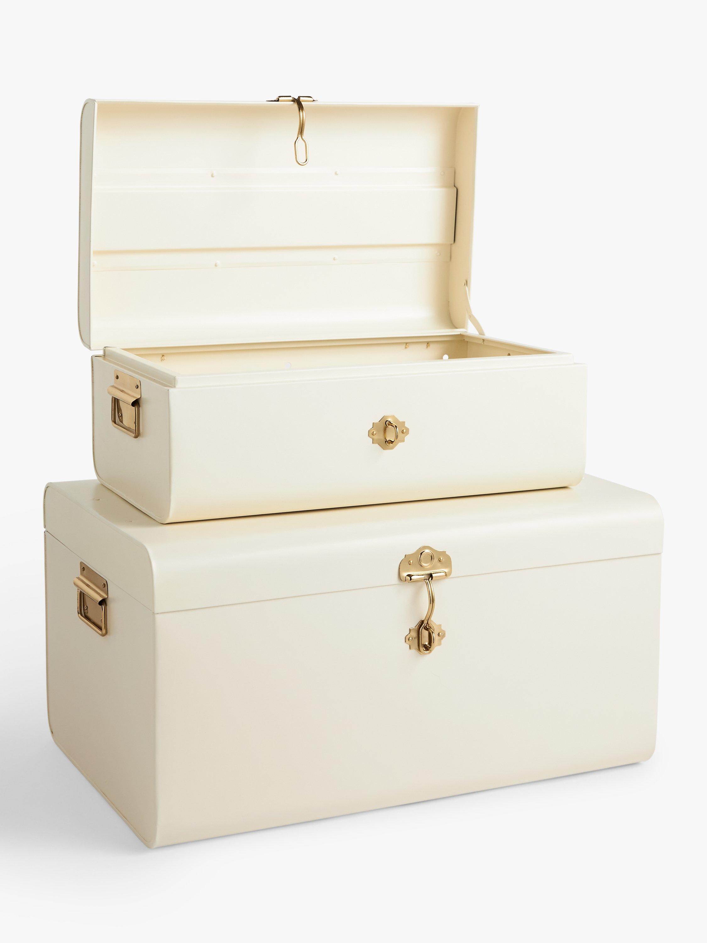 John Lewis metal storage trunk ecru set of 2, imported from the UK